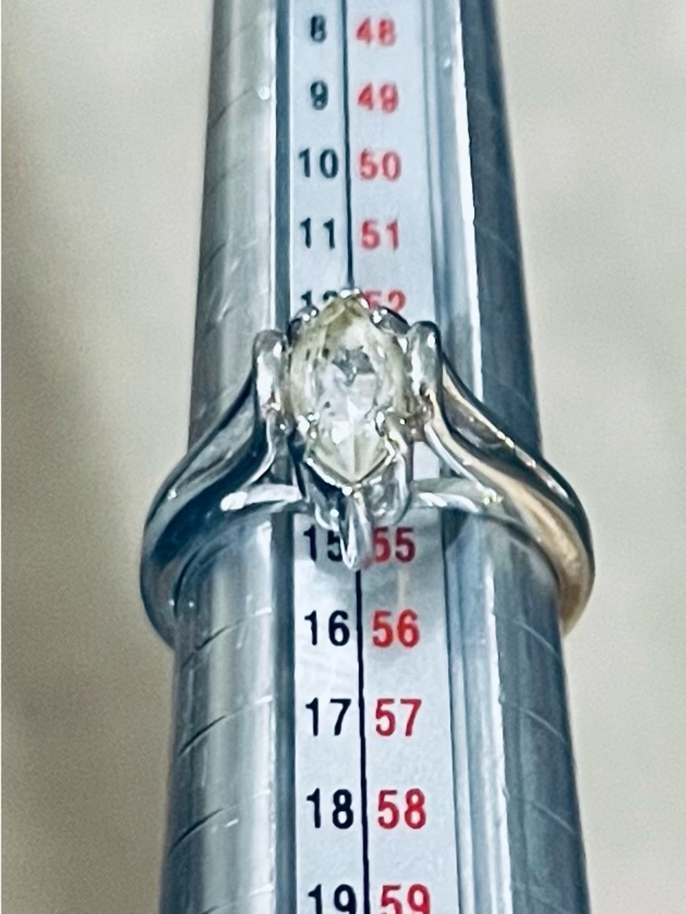 Vintage Marquise Solitaire Ring Size 7 18K GE Cathedral Setting